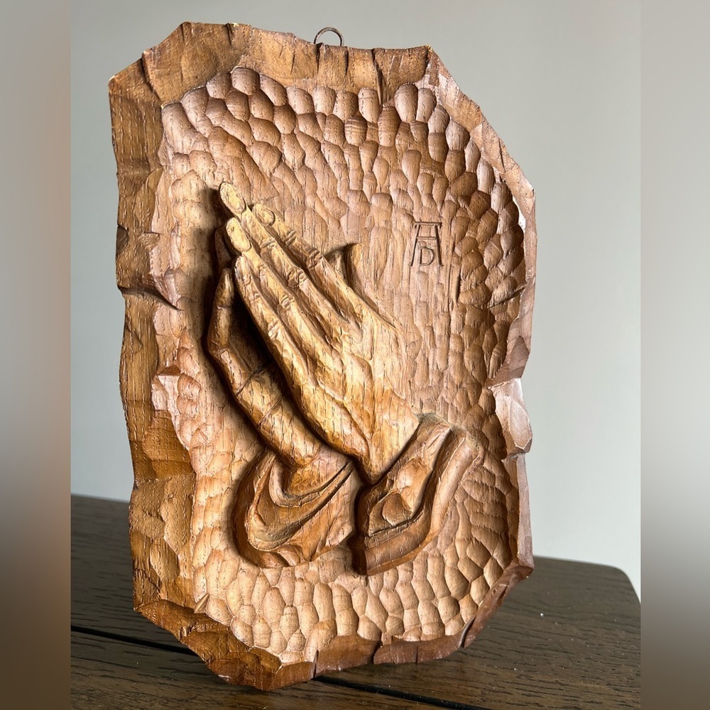 Vintage Albrecht Durer Praying Hands Metal Wood Wall Plaque Made In Germany